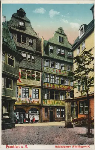 Frankfurt am Main Goldhutgasse Fünffingereck  Geschäft color Ansicht 1910