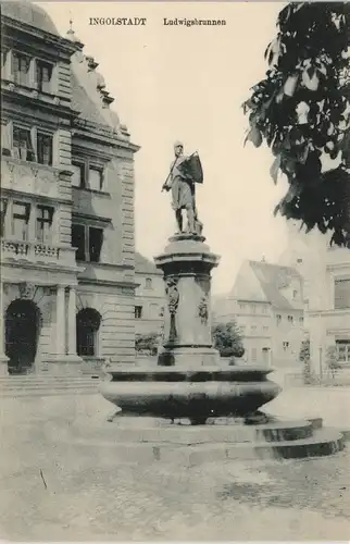 Ingolstadt Stadtteilansicht Strassen Partie am Ludwigsbrunnen 1910