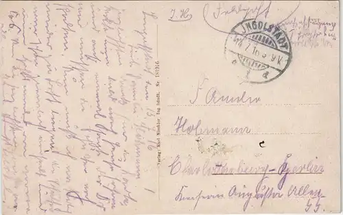 Ingolstadt Panorama-Ansicht Totalansicht Stadt 1916