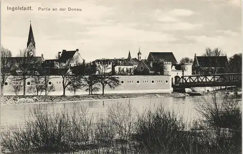 Ansichtskarte Ingolstadt Partie an der Donau - Brücke 1911