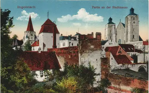 Ansichtskarte Ingolstadt Partie an der Stadtmauer 1914