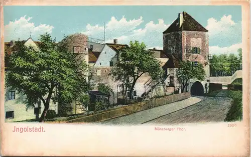 Ansichtskarte Ingolstadt Straßenpartie am Münzberger Tor 1909