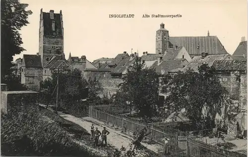Ansichtskarte Ingolstadt Alte Stadtmauer - Hinterhöfe - Straße 1911