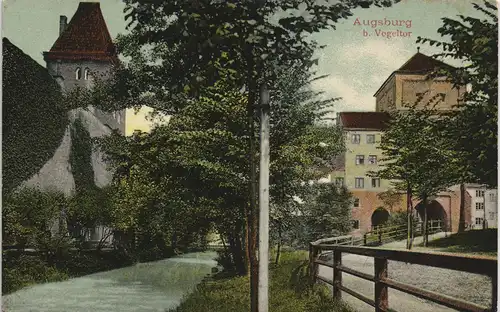 Ansichtskarte Augsburg Straßenpartie am Vogeltor 1912