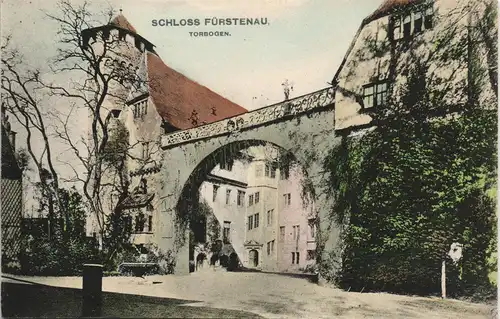 Ansichtskarte Michelstadt Schloss Fürstenau, Torbogen coloriert 1909