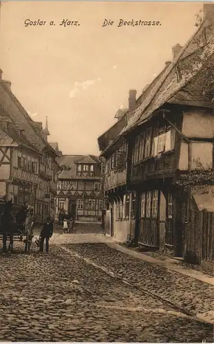 Ansichtskarte Goslar Beekstrasse - Fuhrwerk 1912