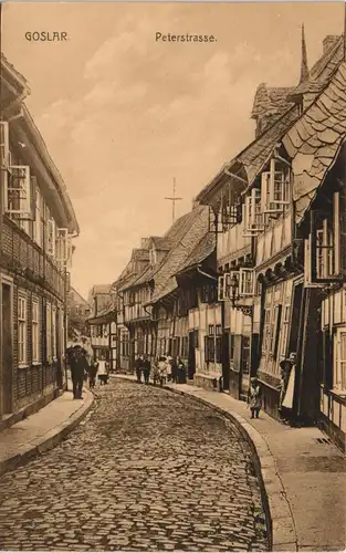 Ansichtskarte Oker-Goslar Peterstraße - belebt 1913