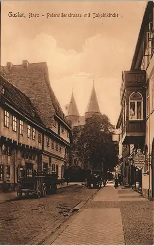 Ansichtskarte Goslar Petersilienstraße Geschäfte - Kutsche 1908