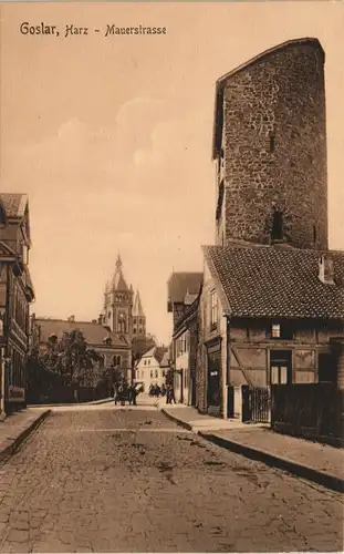 Ansichtskarte Goslar Mauerstraße - belebt 1908