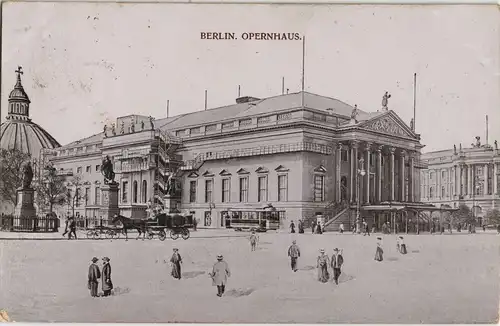Ansichtskarte Mitte-Berlin Opernhaus Straßenbahn - Künstlerkarte 1908