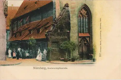 Ansichtskarte Nürnberg Bratwurstglöcklein - Menschen 1900