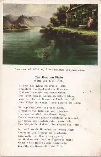 Kamp-Bornhofen Blick auf Ruine Sternberg Liebenstein Künstlerkarte 1924