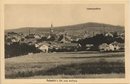 Ansichtskarte Pulsnitz Połčnica Stadt, Fabriken - Schwedenstein 1913