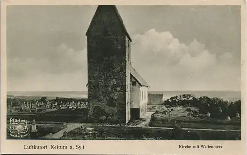 Gemeinde Sylt Insel Sylt Kirche mit Wattenmeer Panorama Nordsee 1920