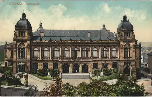 Ansichtskarte Elberfeld-Wuppertal Partie an der Stadthalle color Ansicht 1912