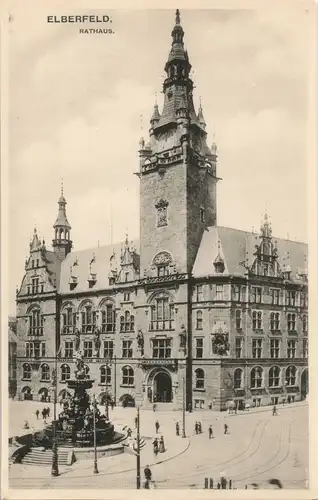 Elberfeld-Wuppertal Elberfelder Rathaus Rathausplatz belebt 1910