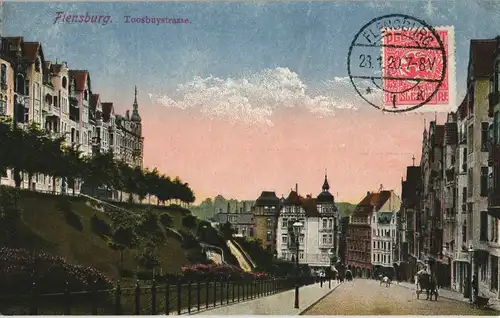 Flensburg Straßen Partie i.d. Toosbuystrasse 1920  frank SLESVIG Briefmarke