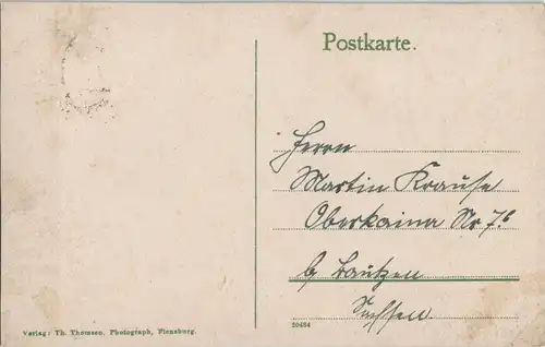 Flensburg Straßen Partie i.d. Toosbuystrasse 1920  frank SLESVIG Briefmarke