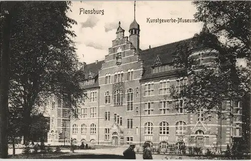 Ansichtskarte Flensburg Strassen Partie am Kunstgewerbe-Museum 1907