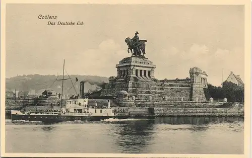 Ansichtskarte Koblenz Kleines Fahrgastschiff Passiert Deutsches Eck 1910/1908