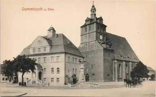 Ansichtskarte Dommitzsch Stadtpartie - Denkmal 1912