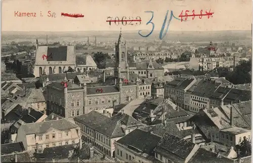 Ansichtskarte Kamenz Kamjenc Blick über die Stadt - Fabriken 1912 #
