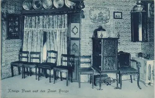 Ansichtskarte Hallig Hooge Königspesel Königs Pesel Innenansicht 1910