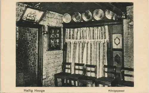 Hallig Hooge Königspesel Ansicht Innenansicht Inneneinrichtung 1910