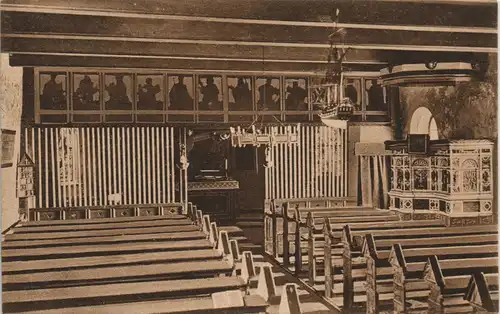 Ansichtskarte Hallig Hooge Kirche Innenansicht Church Inside-View 1926