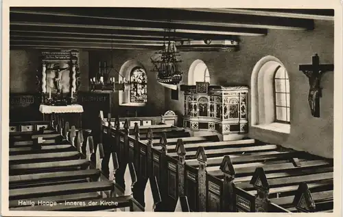 Ansichtskarte Hallig Hooge Inneres der Kirche Echtfoto-AK 1930