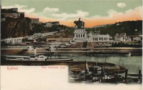Koblenz Rheindampfer Rhein Schiffe passieren Deutsches Eck 1905/1904