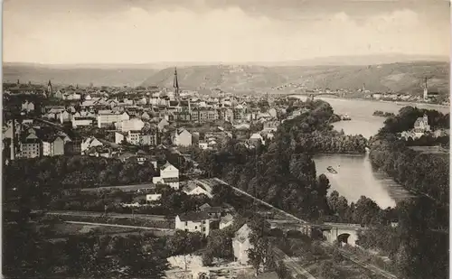 Ansichtskarte Koblenz Panorama-Ansicht gesehen vom Rittersturz 1910/1907