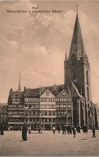 Kiel Nikolaikirche u. persianische Häuser, Strassen Partie 1910