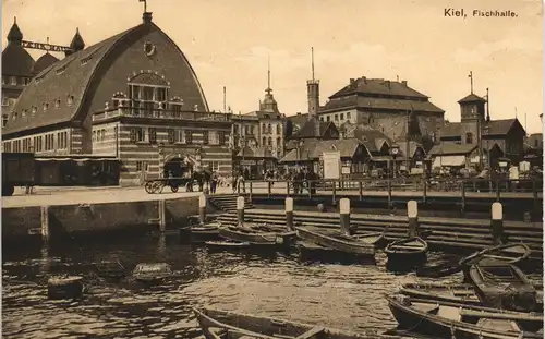 Ansichtskarte Kiel Stadtteilansicht Partie an der Fischhalle 1914