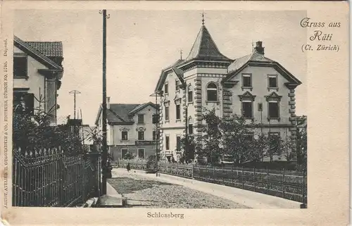 Ansichtskarte Rüti ZH Straße - Restaurant am Schloßberg 1906