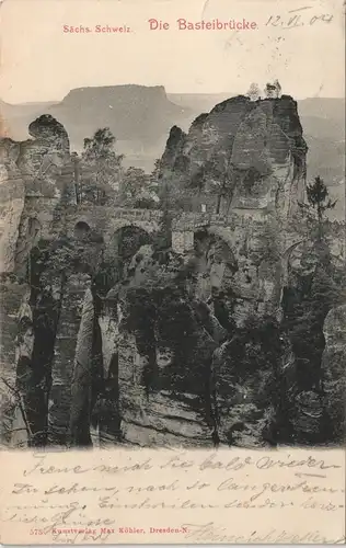 Ansichtskarte Rathen Basteibrücke - Sächsische Schweiz 1904