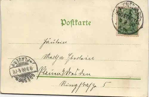 Ansichtskarte  Künstlerkarte Kleeblatt - Haus glitzereffekt 1900 Perlen