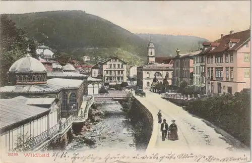 Ansichtskarte Bad Wildbad Straßenpartie 1905