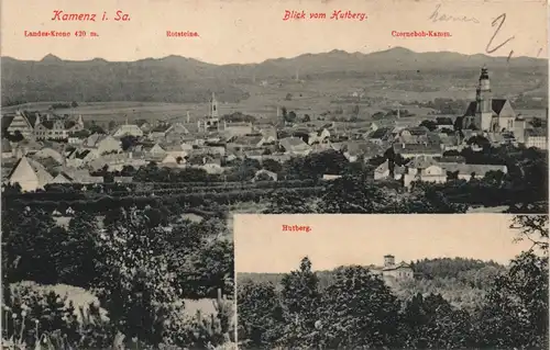 Ansichtskarte Kamenz Kamjenc Totale - Blick auf Hutberg und Stadt 1912 #