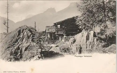 Ansichtskarte .Schweiz Paysage Valaisan Hütte in den Schweizer Bergen 1900