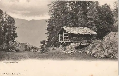 Ansichtskarte .Schweiz Mazot Valaisan Hütte in d. Schweizer Bergen 1900