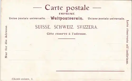 .Schweiz Souvenir de la Suisse, Künstlerkarte Mädchen in Trachten-Kleidung 1900