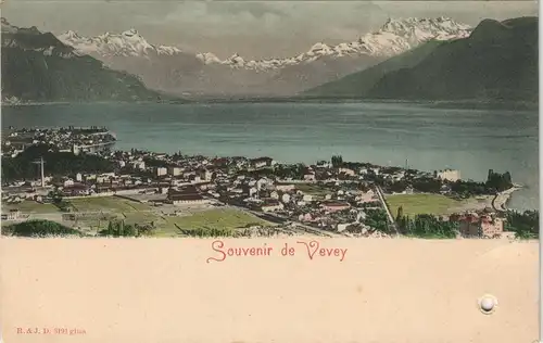 Ansichtskarte Vevey Totale coloriert 1909