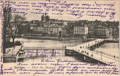 Ansichtskarte Genf Genève Pont des Bergues 1901