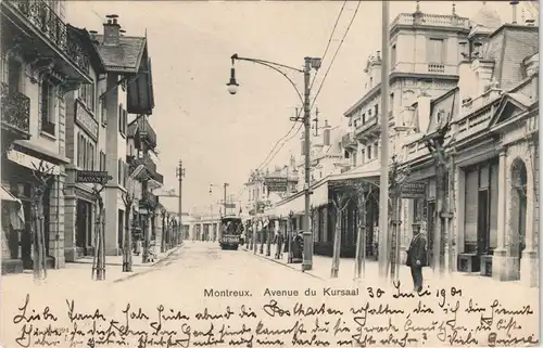 Ansichtskarte Montreux (Muchtern) Avenue du Kursaal - Straßenbahn 1901