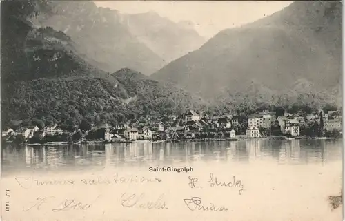 Ansichtskarte Saint-Gingolph VS Totale von Montreux nach Bouvert 1901