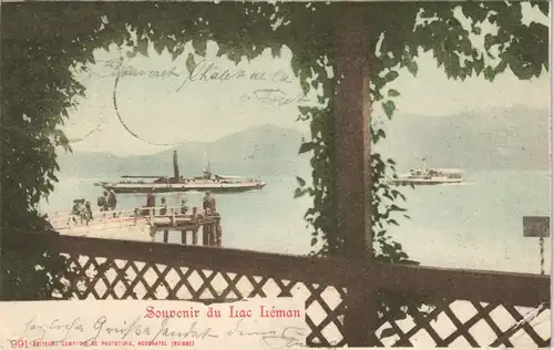 Ansichtskarte Genf Genève Genfersee (Lac Léman) Dampfer 1901