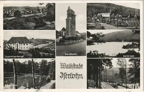 Iserlohn Mehrbild-AK ua. Danzturm, Jugendherberge, Stadtwald uvm. 1957