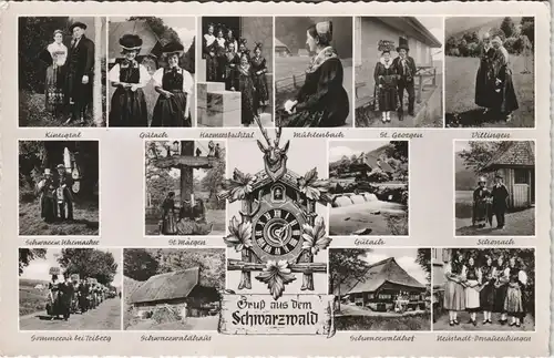 Schwarzwald  Trachten und Häuser im Schwarzwald (Mehrbildkarte div. Orte) 1960