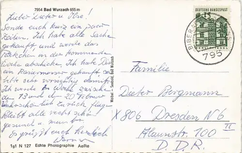 Ansichtskarte Bad Wurzach Strassen Partie an der Kirche 1966